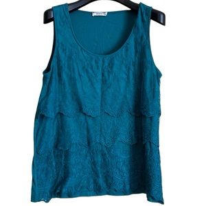 Ricki’s women’s tank top size‎ large teal lace overlay sleeveless